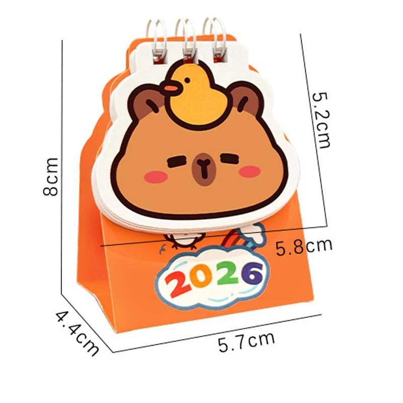 2026 미니 카피바라 책상 달력 포켓 휴대용 일일 달력 플래너 데스크탑 장식 사무용품