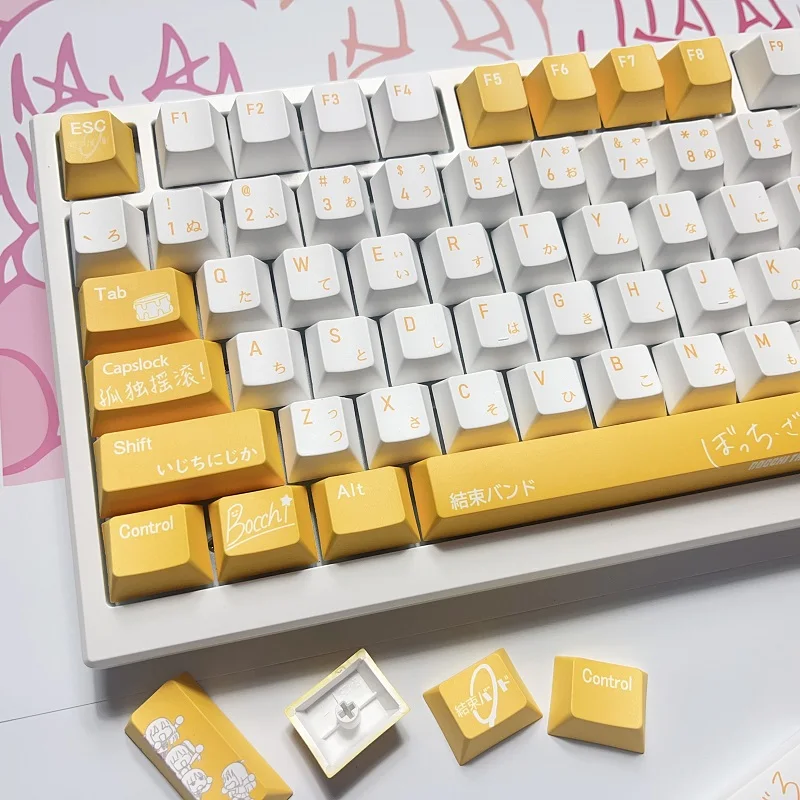 Bochi-conjunto de 138 Teclas a Rocha Ijichi Nijika Pbt Keycaps Altura Cereja para mx Switch Presente Faça Você Mesmo Jogo de Teclado Mecânico - Imagem 3