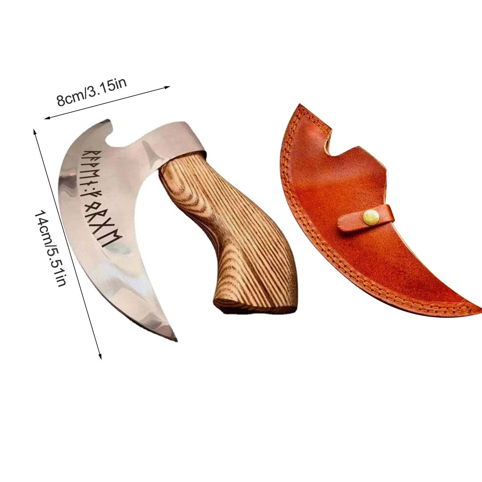 Handmade Pizza Cutting Axe Stainless Steel Viking Pizza Cutter Wooden Handle Multifunctional Pizza Axe Knife With Oblique Blade 6