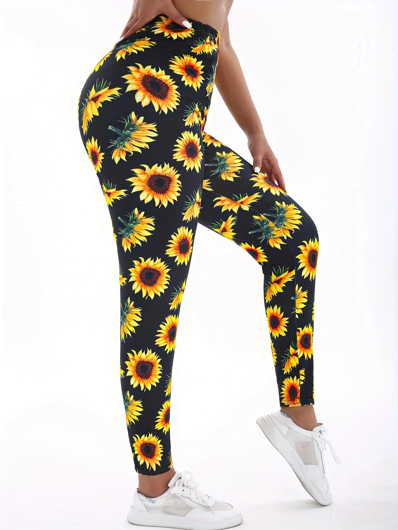 Sunflower Brushed Printed Tight Pants For Women Imitation Denim Legging High Stretch Fitness Yoga Pants Sexy Pencil Pants 2