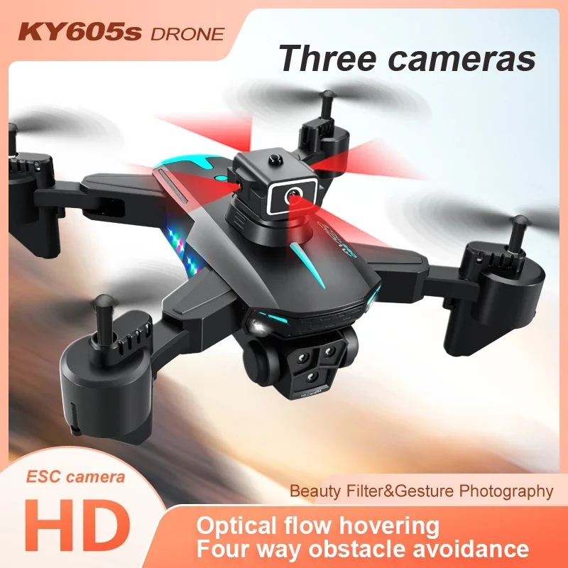 KY605S 미니 드론, 4K HD 듀얼 카메라, 전문 장애물 회피, 광학 흐름 위치 항공 사진, RC 드론, 신제품