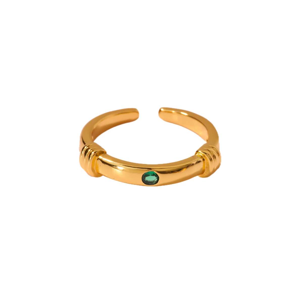 Zircon Green Knot Rings Stainless Steel Knot Opening Ring