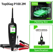 Topdiag P100 자동차 회로 테스터 전원 프로브 키트, 전기 시스템 전압 배터리 테스트, AC DC 12V 24V 자동차 진단 도구