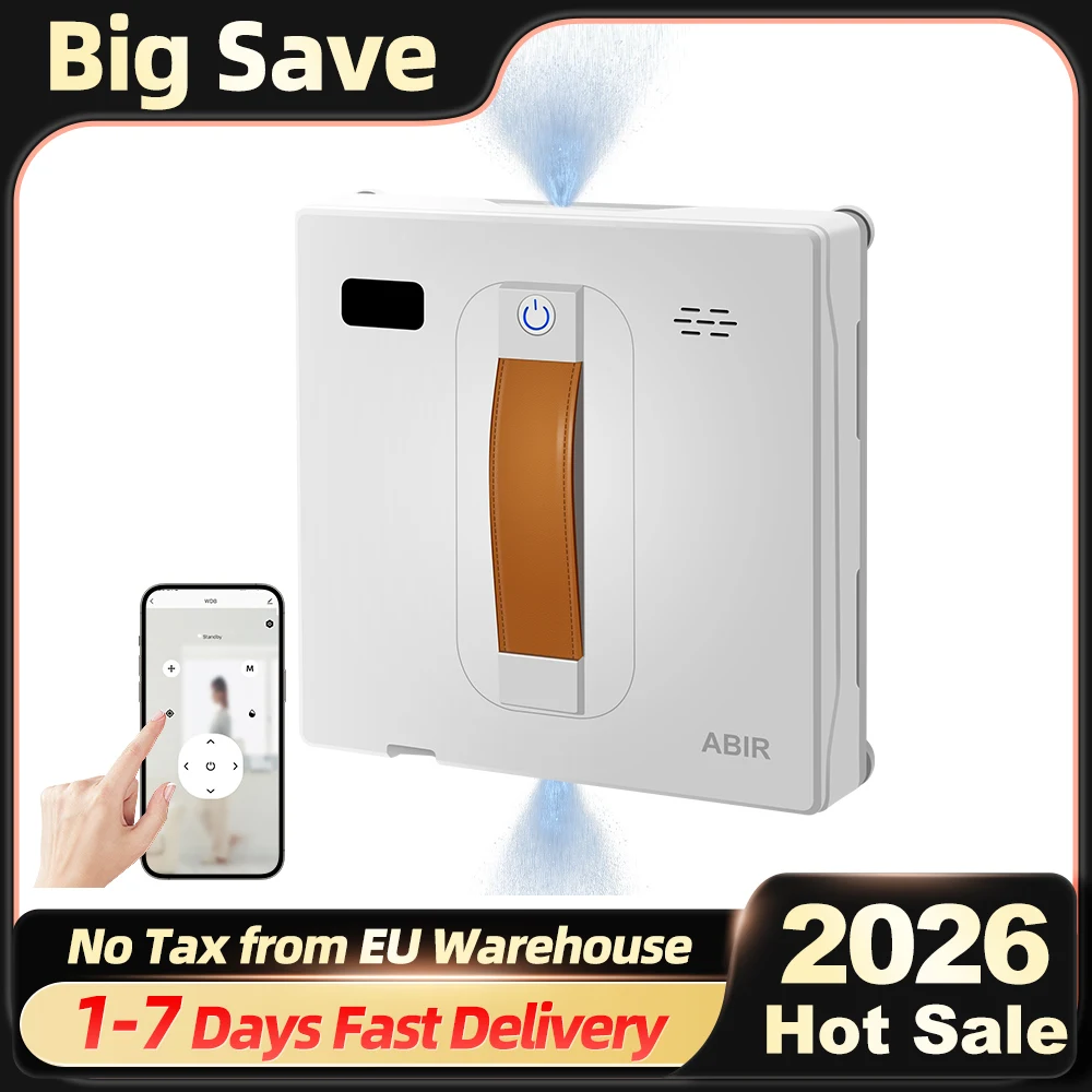 ABIR WD8 Robot Window Vacuum Cleaner White, Dual Water Spray, AI intelligent Wiping, Updated Laser, Smart Home Glass Wall Washing