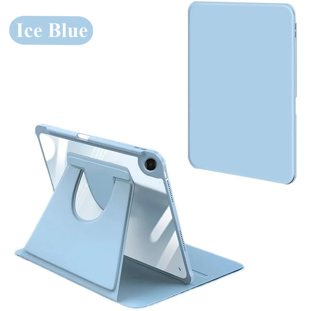 360 Degree Rotating Swivel Stand Protective Tablet Case with Clear Back Cover