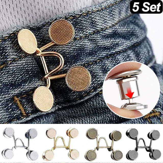 5pcs Metal Buttons Snap Fastener Pants Pin For Jeans Waist Adjustable  Button No Sewing Pants Buckles Screw Nail Accessories - AliExpress