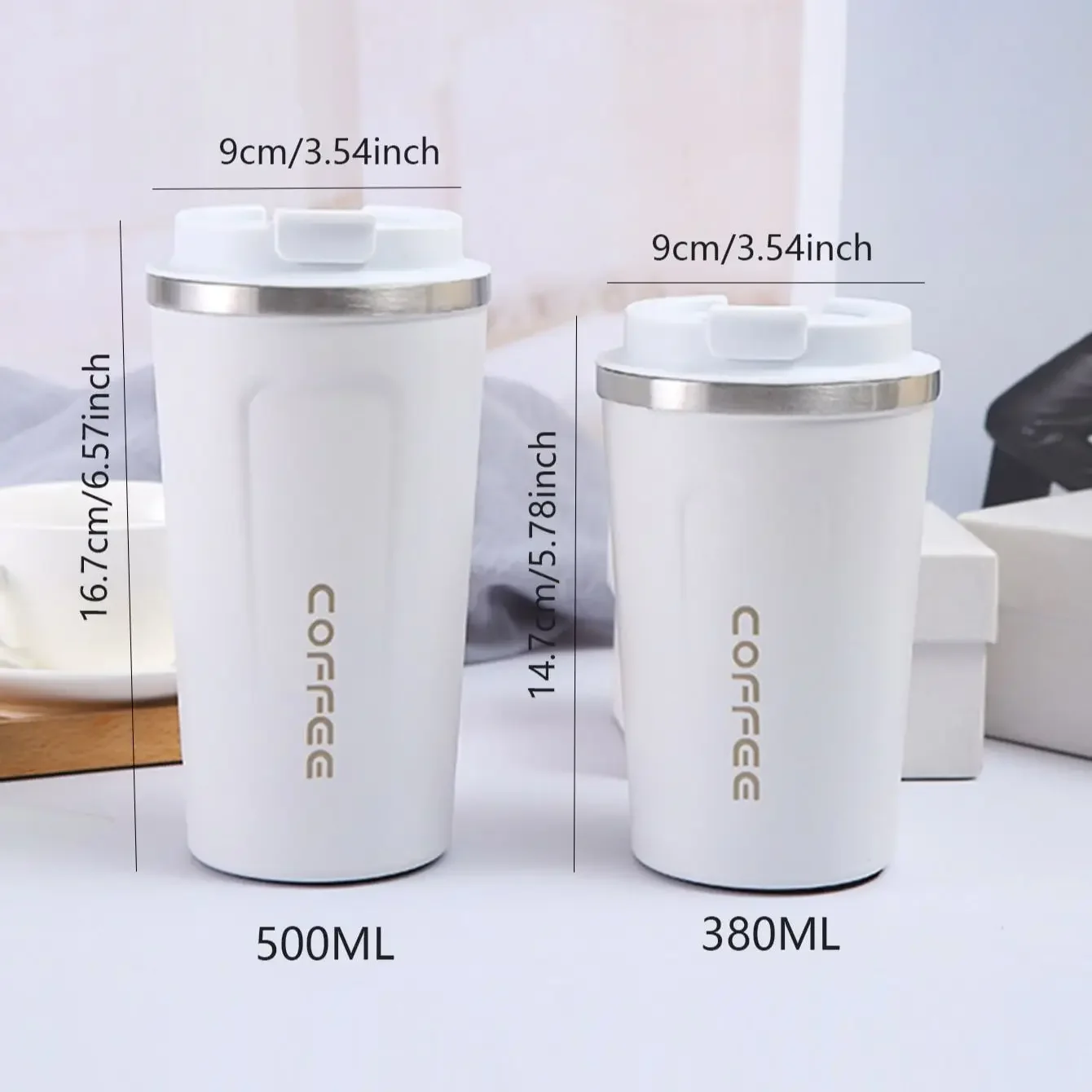 1pc-Coffee cup with lid, 304 stainless steel coffee cup, summer and winter drinks, birthday gift