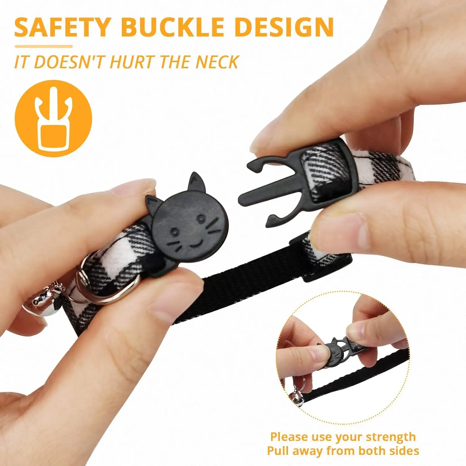Cat Collar with Bell – Adjustable Breakaway Nylon Kitty Collar with Plastic Buckle