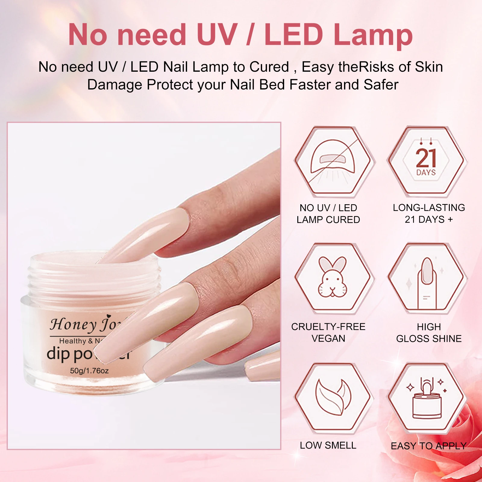 50g/Box French White Clear Pink Dipping Powder Dip Powder No Lamp Cure Nails Natural Dry for Easy Nail Salon Effect nail powder,nail powder set