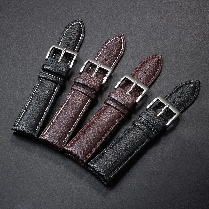 Premium Genuine Leather Litchi Pattern Watch Band – High-Quality Wristband