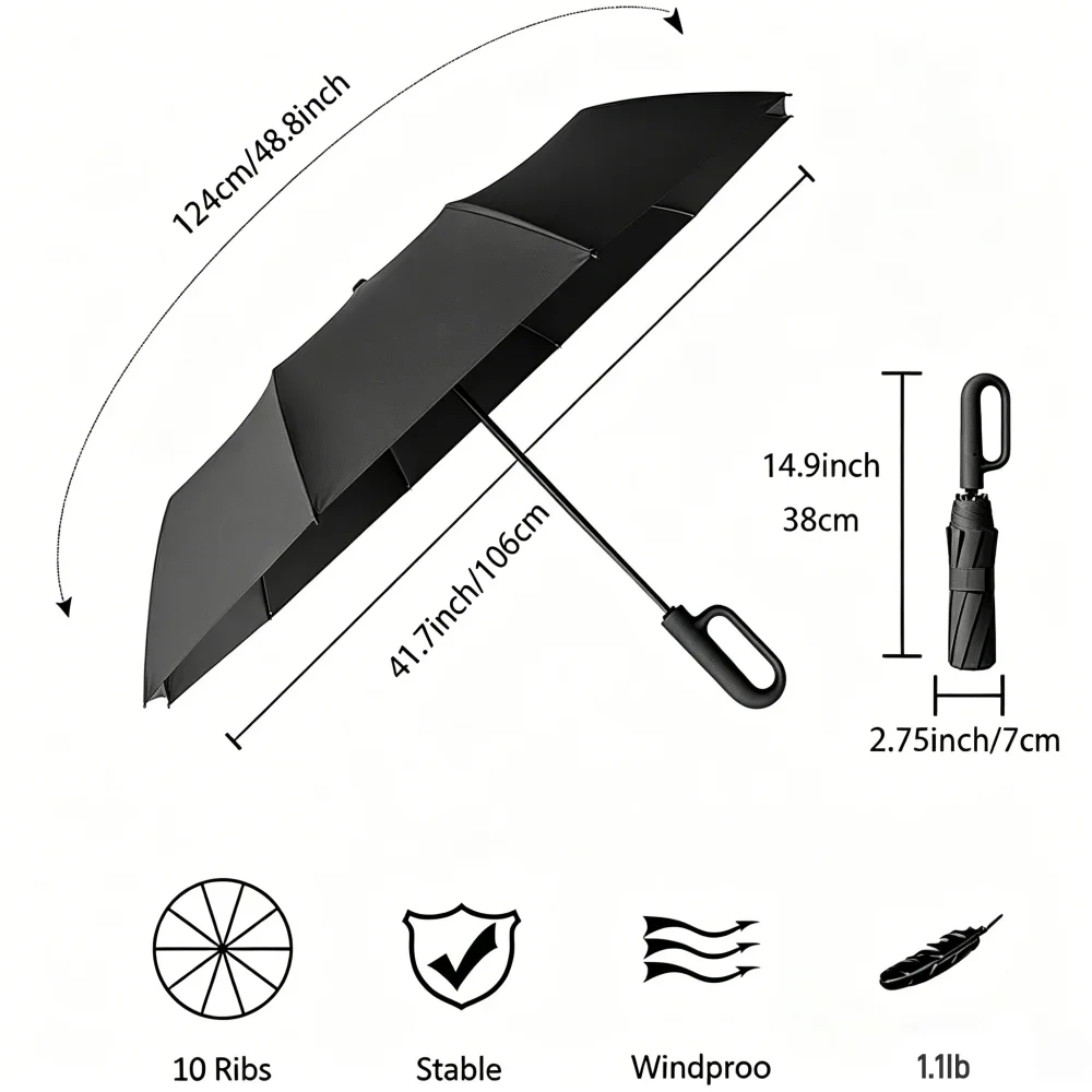 Fully Automatic Umbrella for Men And Women with Ring Buckle Design Large Rib Strong Sunshade Double Umbrella Folding Compact 6