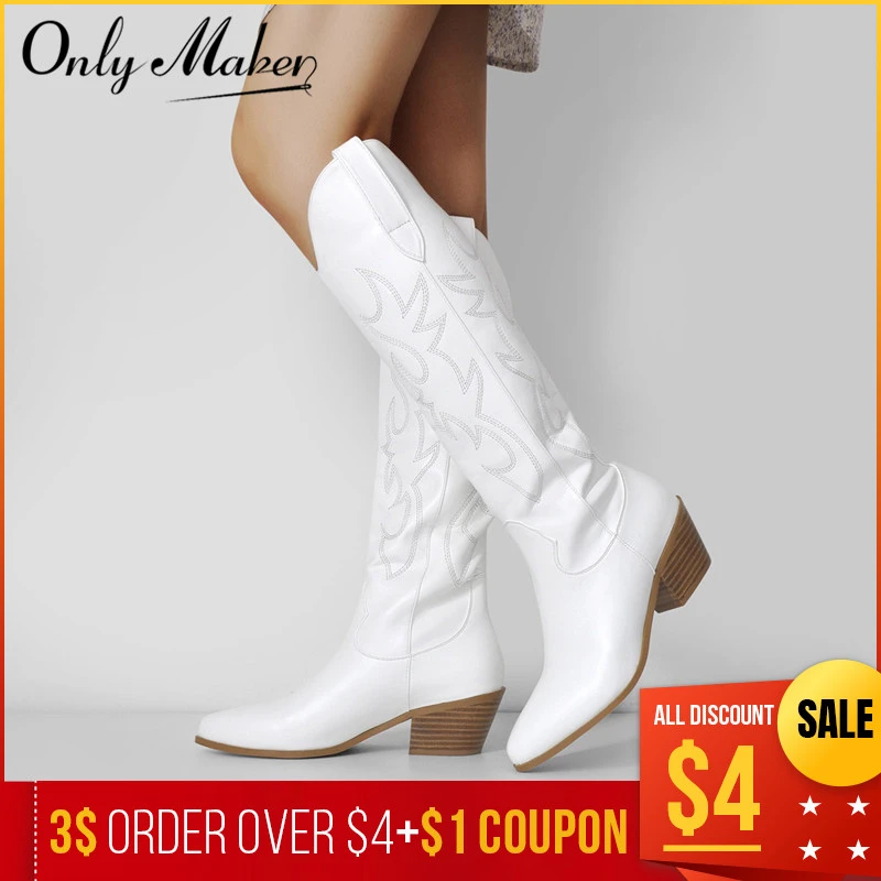 white pull on boots