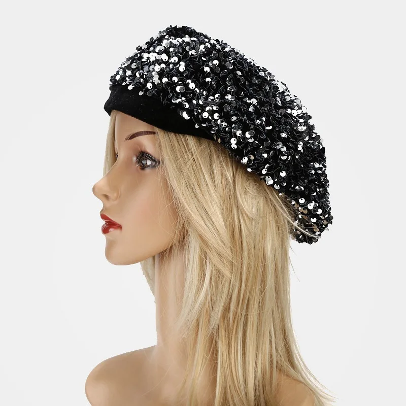 Top Hut Pailletten Baskenmütze Herbst Winter Neue maler Hut Straße Vielseitige Hut frauen Mode Persönlichkeit Kürbis Hut – Detail 30