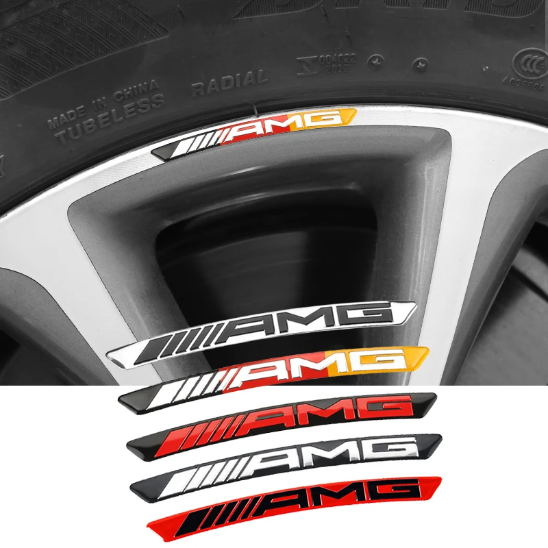 Aluminium Alloy Car Wheel Hub Stickers 4pcs For Benz AMG Brabus Carlsson W203 W204 W205 W211 W212 W213 W214 W220 W221 W222 Car Door Handle Stickers Car Steering Wheel Sticker