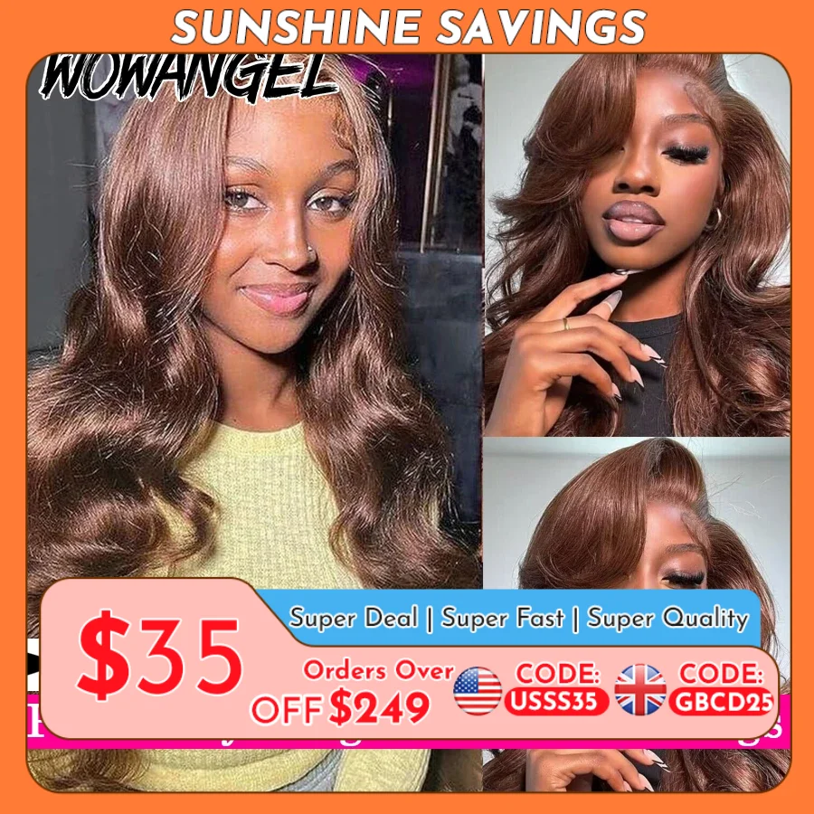 250% Pre Everything 13x6 HD Lace Frontal Wigs Chocolate Brown Body Wave Wigs Melt Skins Human Hair Wigs Pre Plucked For Woman 1