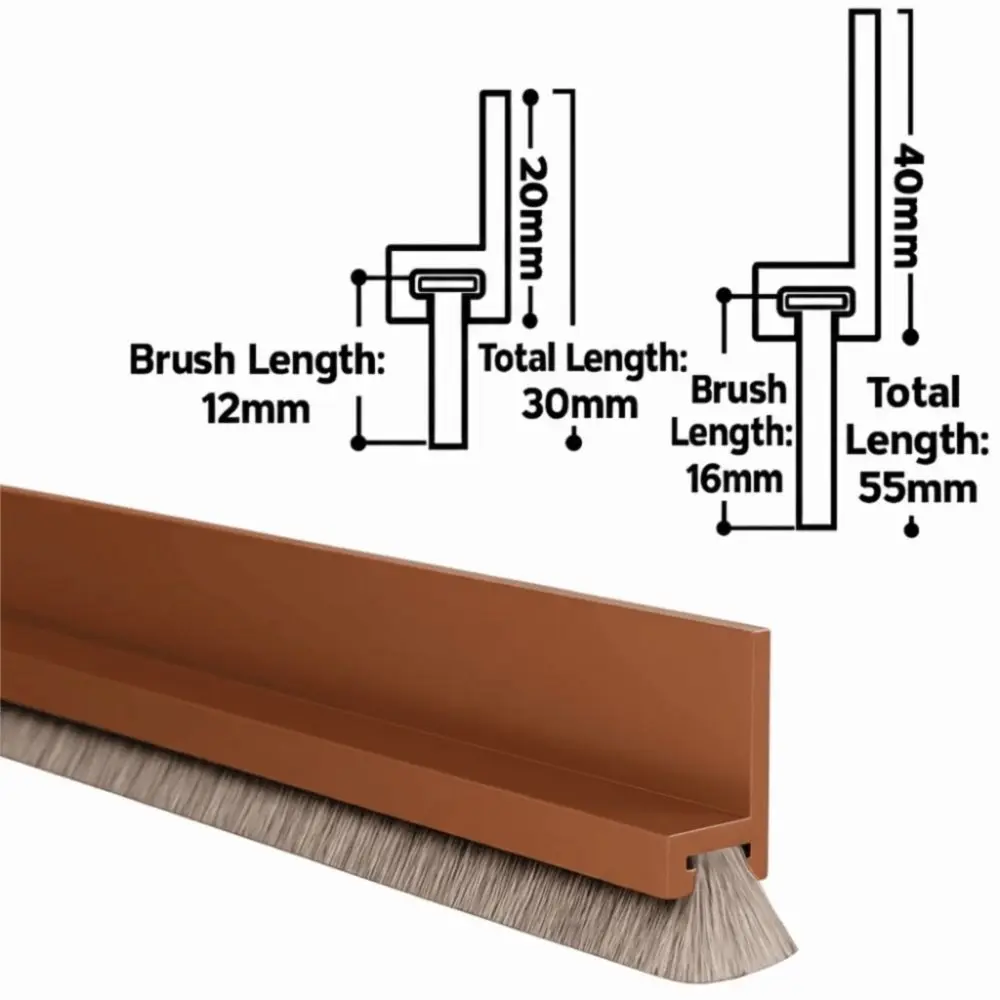 Premium Soundproof PVC Door Draft Stopper with Self-Adhesive Brush Design - 100cm Weatherproof Sealing Strip