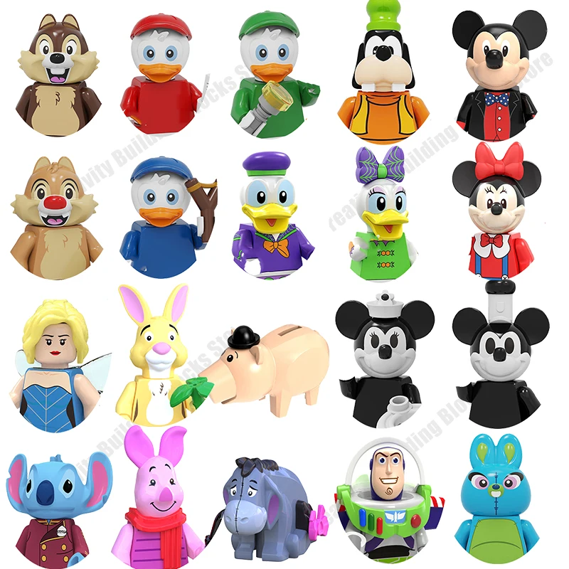 

Мини Экшн-фигурки Disney, Микки гофи-Пух, 3d модели «сделай сам», строительные блоки, игрушки, классические модели, детские игрушки, подарок