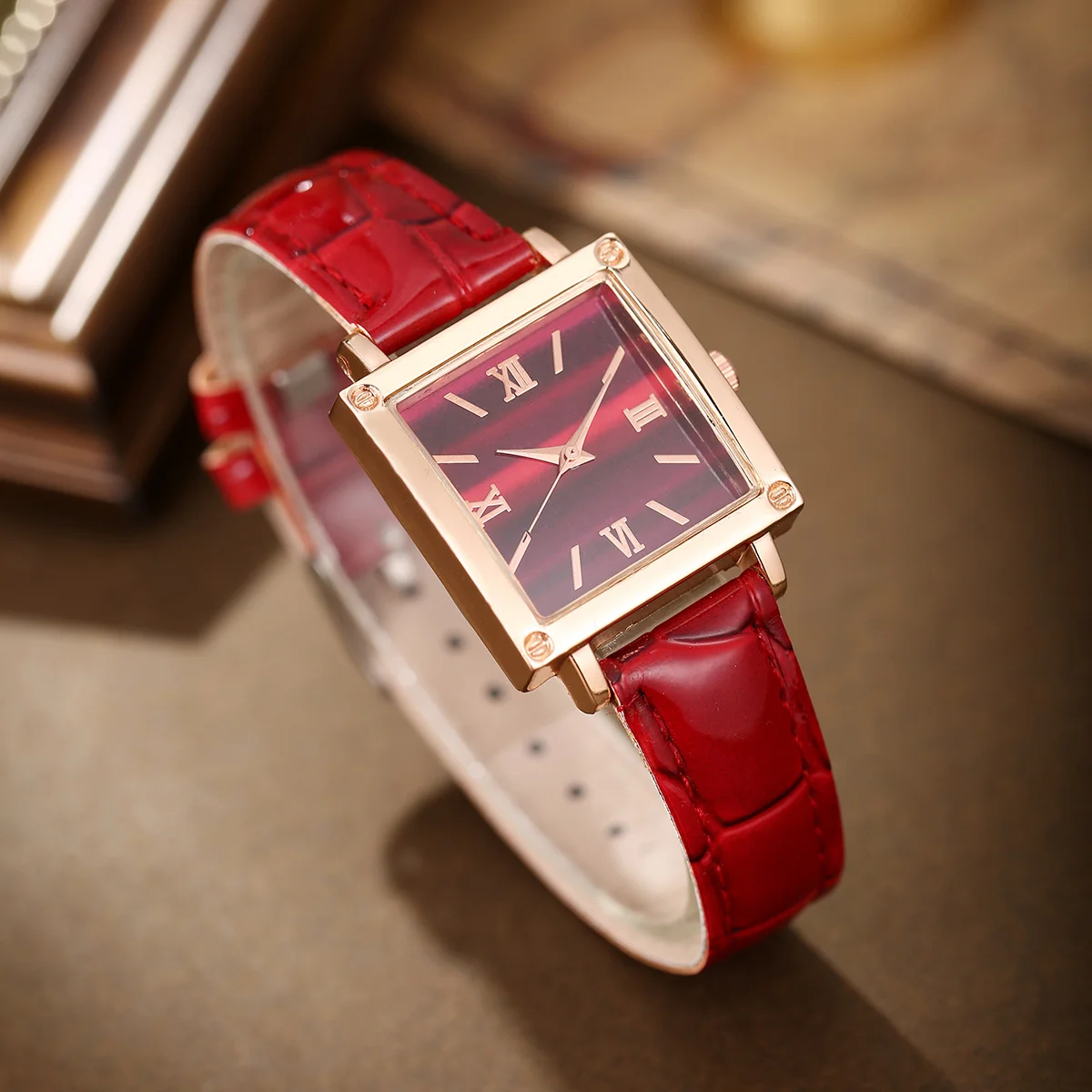 Womens Watch Set Fashion Classic Roman Digital Scale Dial Quartz