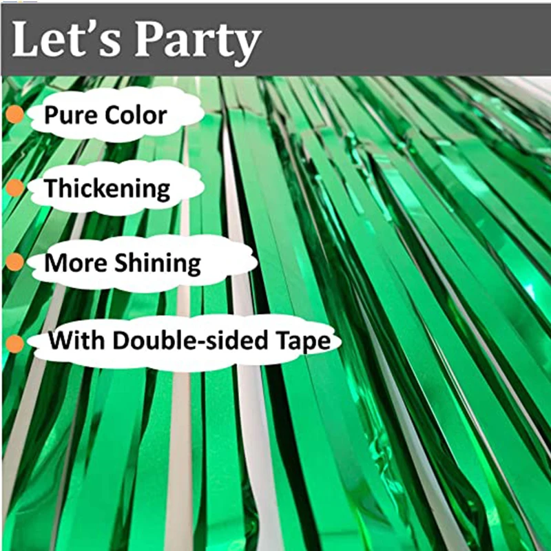 Birthday Backdrop Decoration 2M Foil Fringe Backdrop Curtains for Party