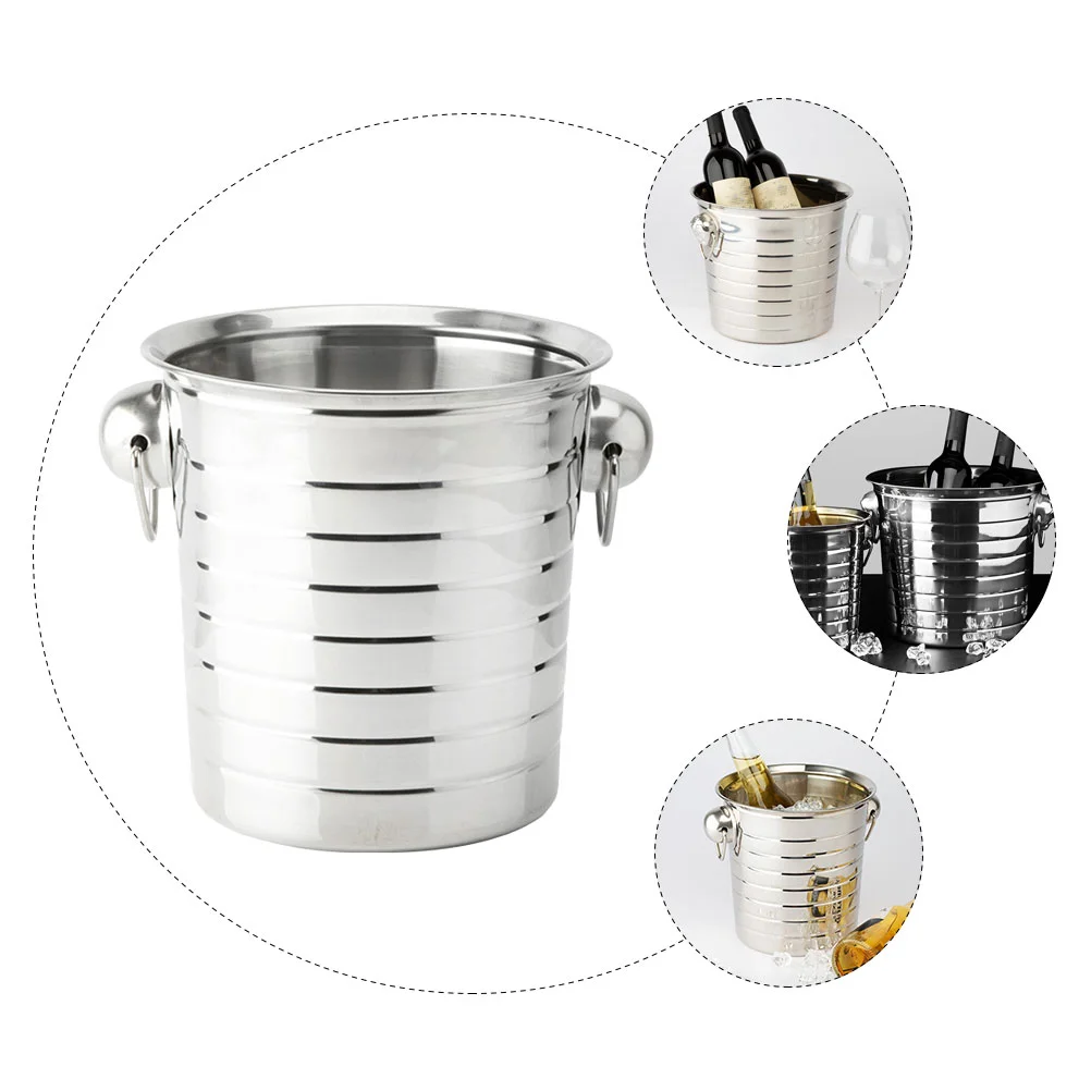 Portable Stainless Steel Holder Ice Bucket Ice Storage Bucket 3L