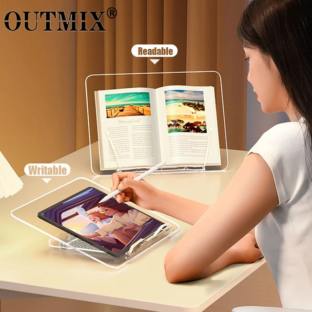 OUTMIX-Support de lecture en bois transparent, support de tablette de  levage multifonctionnel en acrylique, support d'invite pour ordinateur  portable, étagère de rangement de bureau - AliExpress
