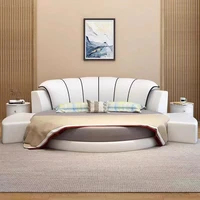 Décoration de chambre à coucher moderne pour adolescentes, lit double avec dossier souple, cadre king size, ensembles de chambre d'hôtel, ensemble complet de meubles 4