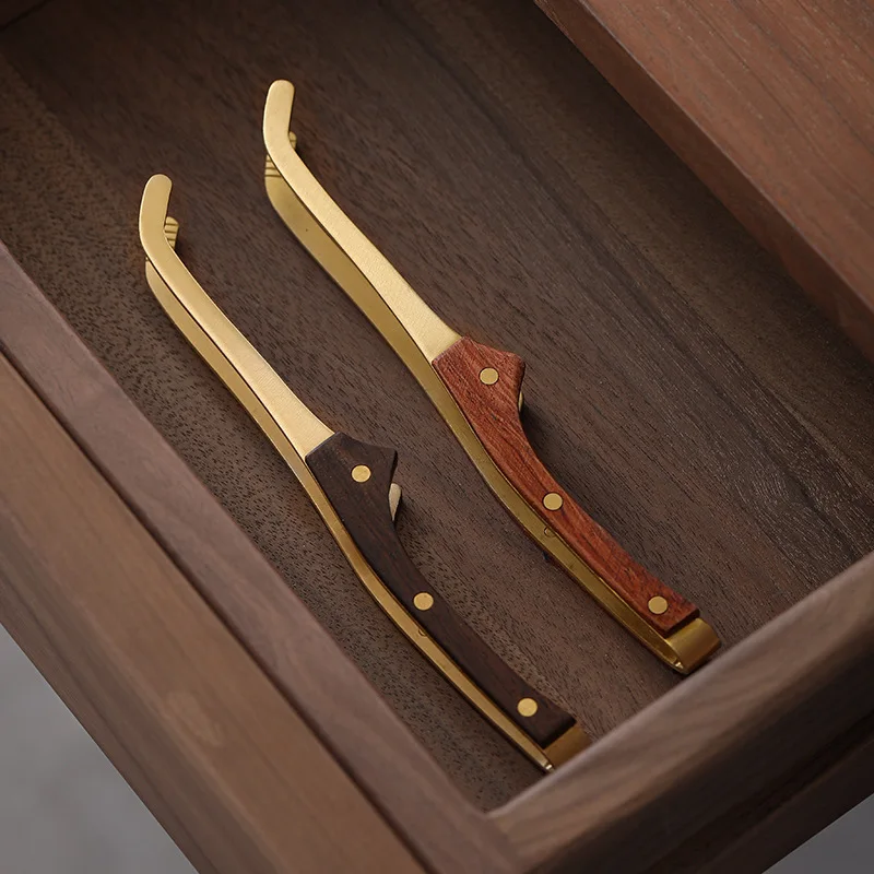 Copper Wood Integrated Tea Clamp Heat Resistant Tea Clamp Cup Washing Clip Metal Tweezers Kung Fu Set Clips Mini Tongs