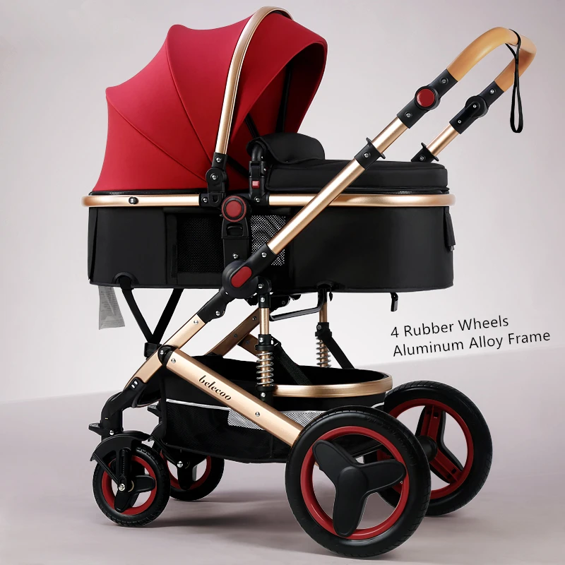 Belecoo Lightweight Luxury Baby Stroller 3 in 1 Portable High Landscape