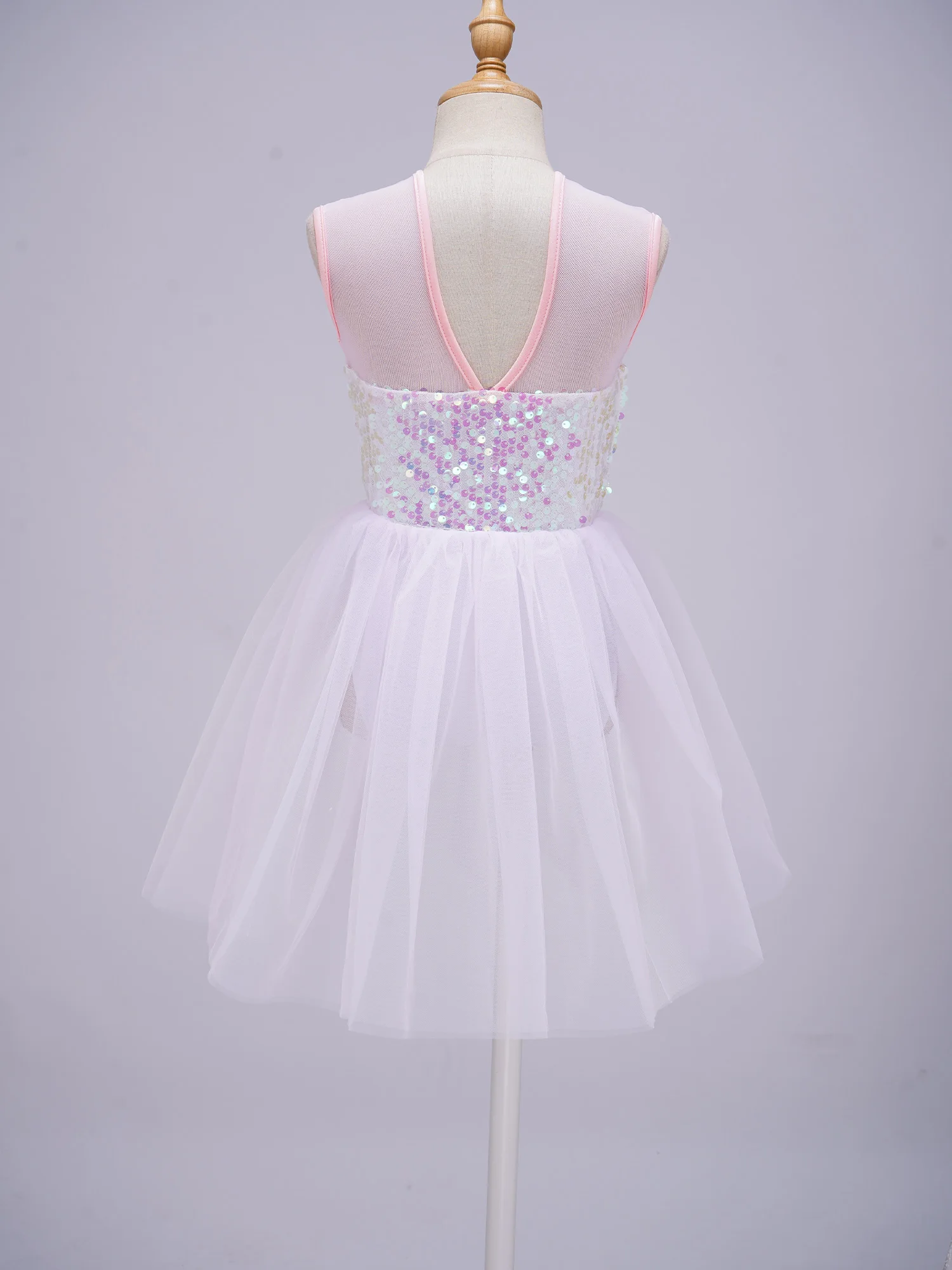 Kids Girls Sequins Ballet Dance Leotard Dress Stage Costumes Gymnastics Leotard Ballerina Tutu Dress Stage Performance Dancewear