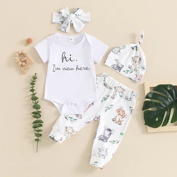 4PCS Baby Animal Print Summer Outfit 1