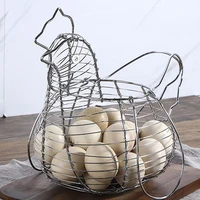 Homewares Chicken Hen Shaped Egg Collection Storage Wire Basket Farmhouse Style Organization 1