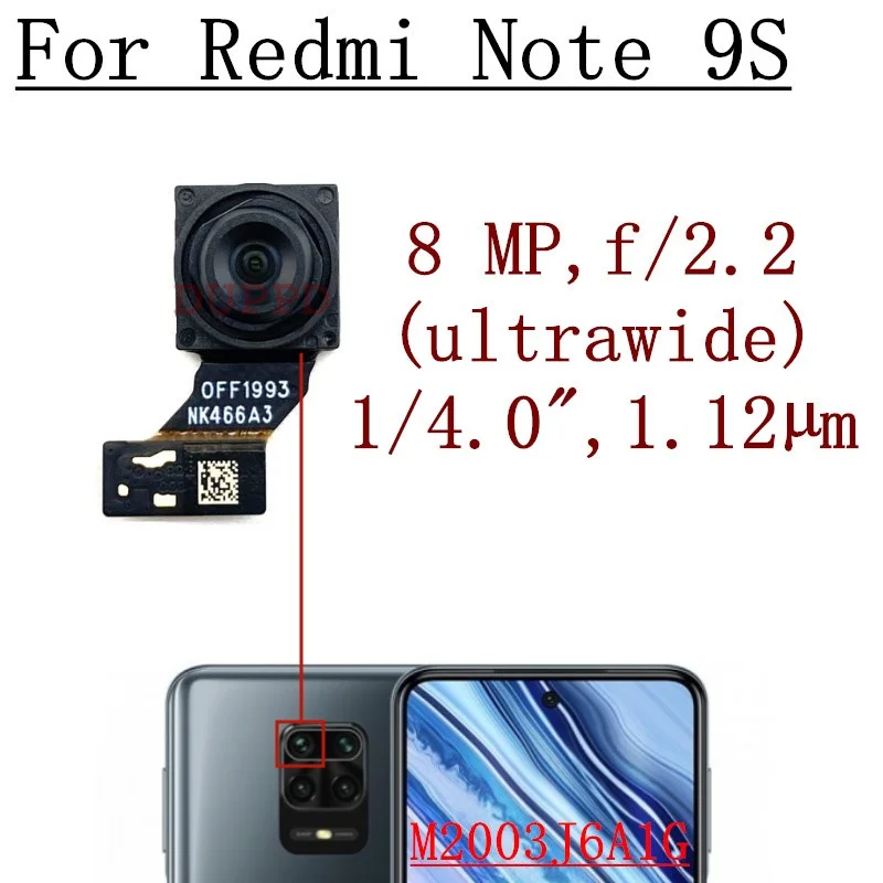 Front Rear Camera For Xiaomi Redmi Note 9S M2003J6A1G Frontal Selfie Back Main Ultrawide Macro Depth Camera Module