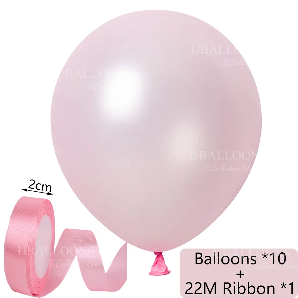 Elegant Pastel Pink Balloon Set with Satin Ribbon - Pack of 10 for Celebrations and Decor