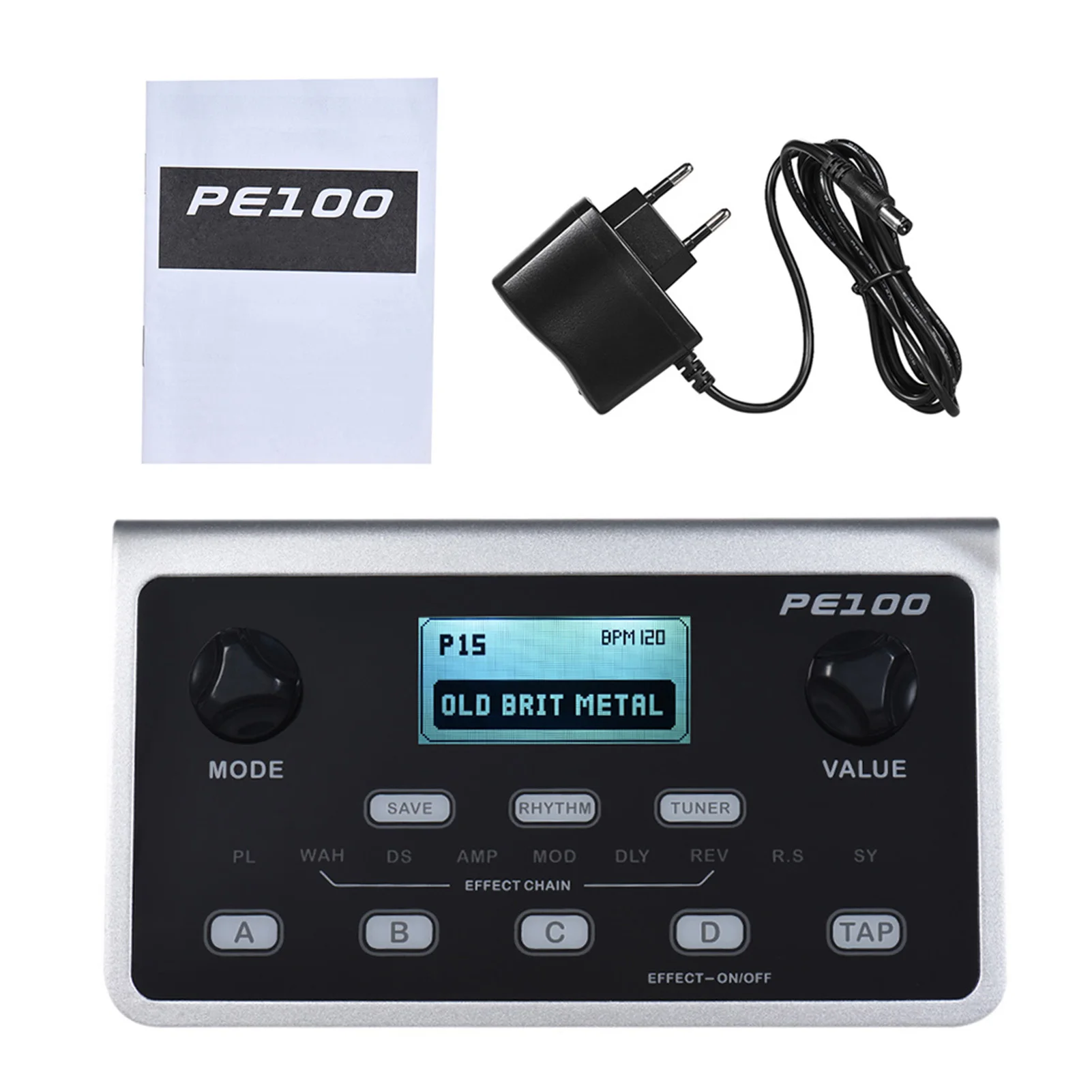 Guitar Effect Pedal MOOER PE100 Portable Multi-effects Processor 39 Effects 40 Drum Patterns 10 Metronomes Tap Tempo guitar tool guitar loop pedal