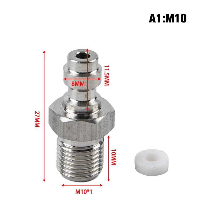 수나사 퀵 연결 커넥터, 밸브 PCP 필 니플 플러그, M10/1, 10mm, 0.4 인치 수 커넥터, 8mm