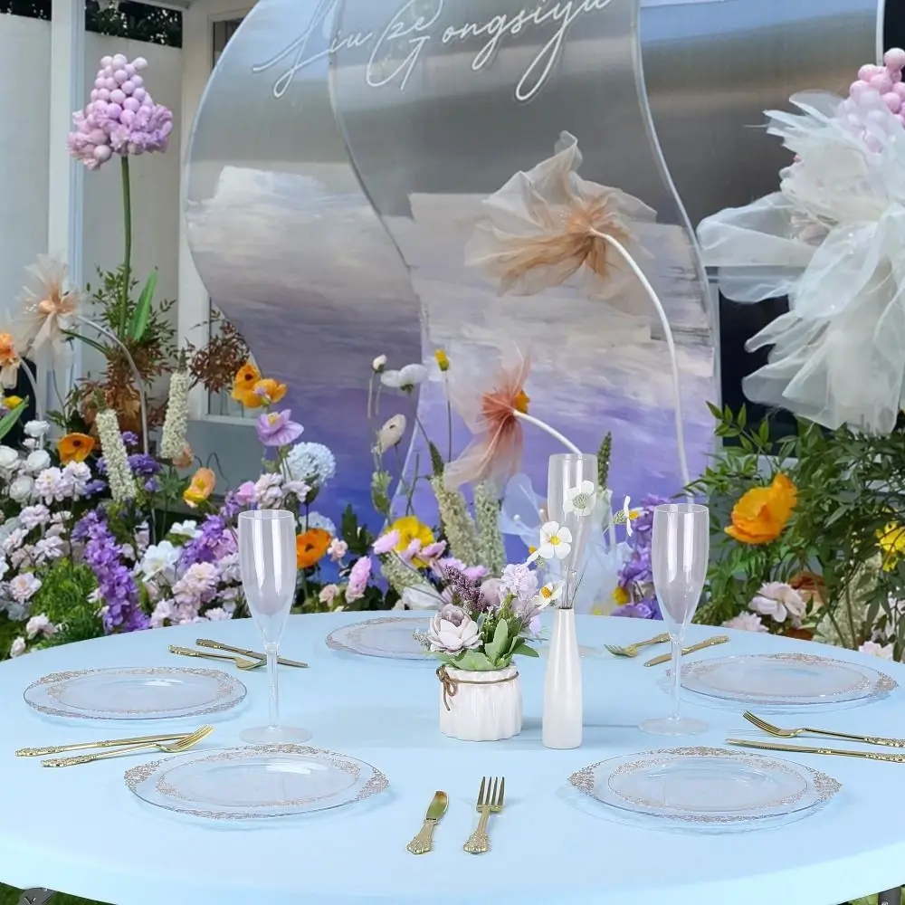 Elastic Round Table Cover Solid Color Diameter 48/60in Stain-Resistant Tablecloth Tear-Proof Folding Picnic Table Cloth Home