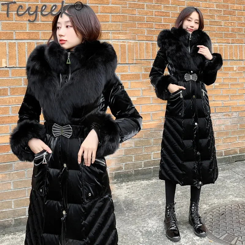 Women's Mid-length Down Jacket Thicker Artificial Large Fur Collar Loose New Ladies Long Down Jacket main image 0