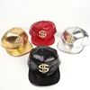 Cool Hippie Flat Brim Baseball Cap, Rhinestone Golden Dollar Sign Punk Trucker Hat, Snapback Hat for Casual Leisure Outdoor Spor 5