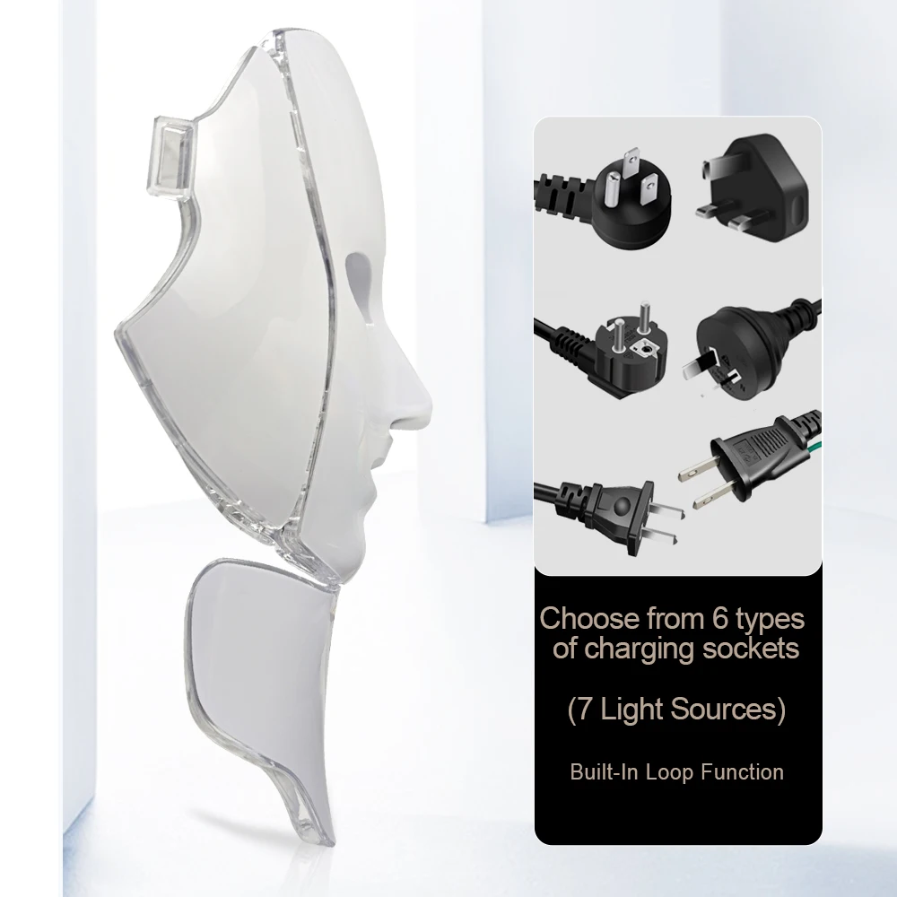 GZAI Face Neck LED Mask 7 Colors LED Light Photon Therapy Mask Skin Brighten Skin Care Home Use Beauty Devices