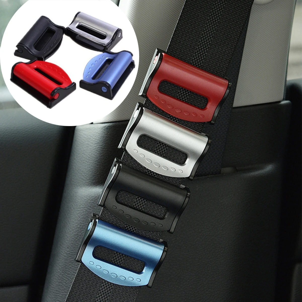2Pcs Car Safety Seat Belt Clips Seatbelt Adjusters Comfort Universal