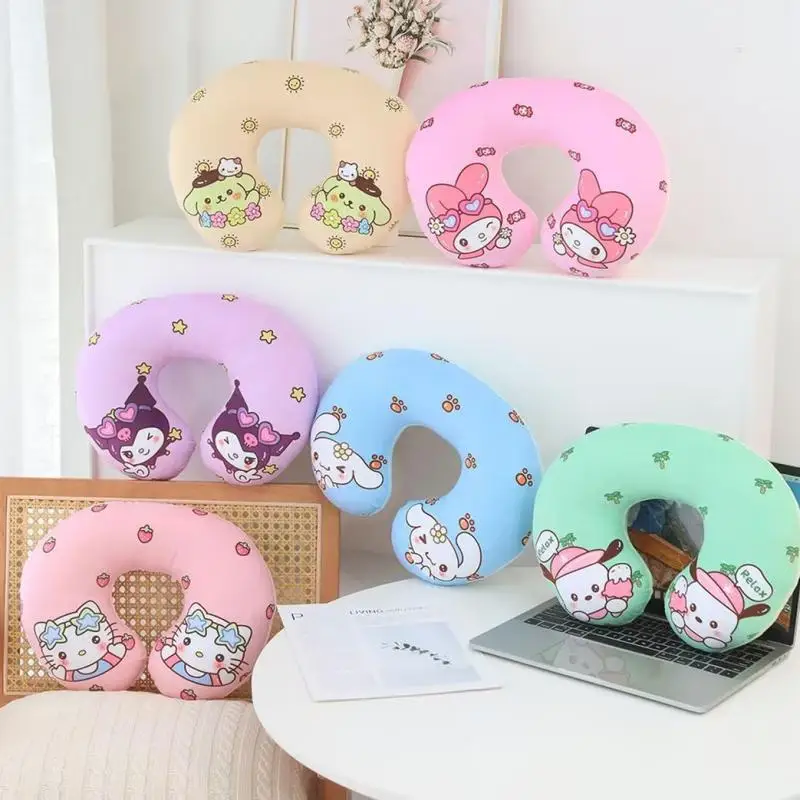 

Sanrioed Cinnamoroll Kuromi U-Shaped Pillow Kawaii Anime Pompompurin Car Pillow Girl Heart Sweet Cute Cartoon Toys Kid Gift