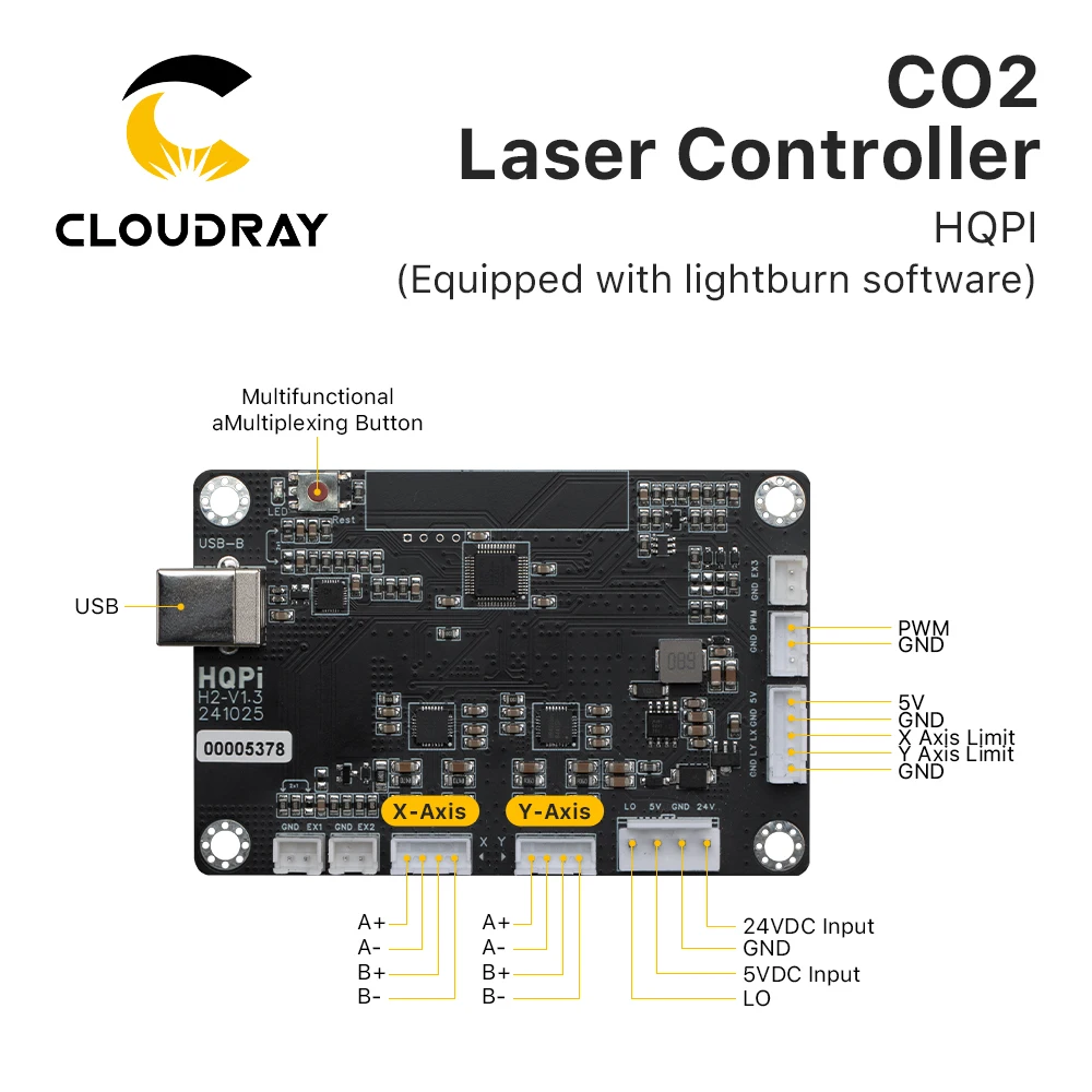 Cloudray CO2 레이저 컨트롤러, HQPI 고정밀, 목재 아크릴 절단 레이저 조각 절단 기계