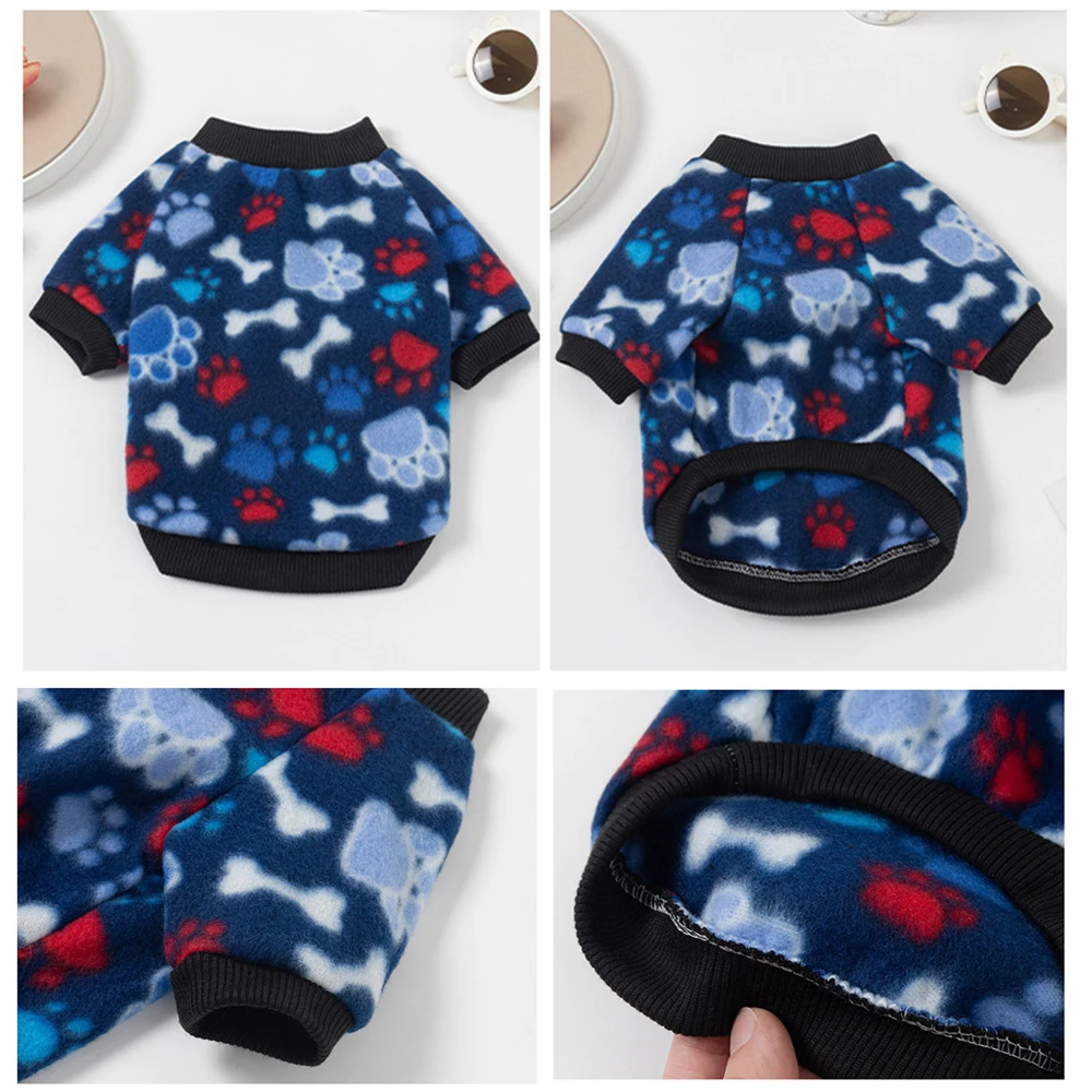 Klassische Bedruckte Welpen- und Katzen-Hoodies Polar Fleece Winter Warme Haustierkleidung für Kleine Hunde Chihuahua Pullover Mascotas Sweater – Detail 4