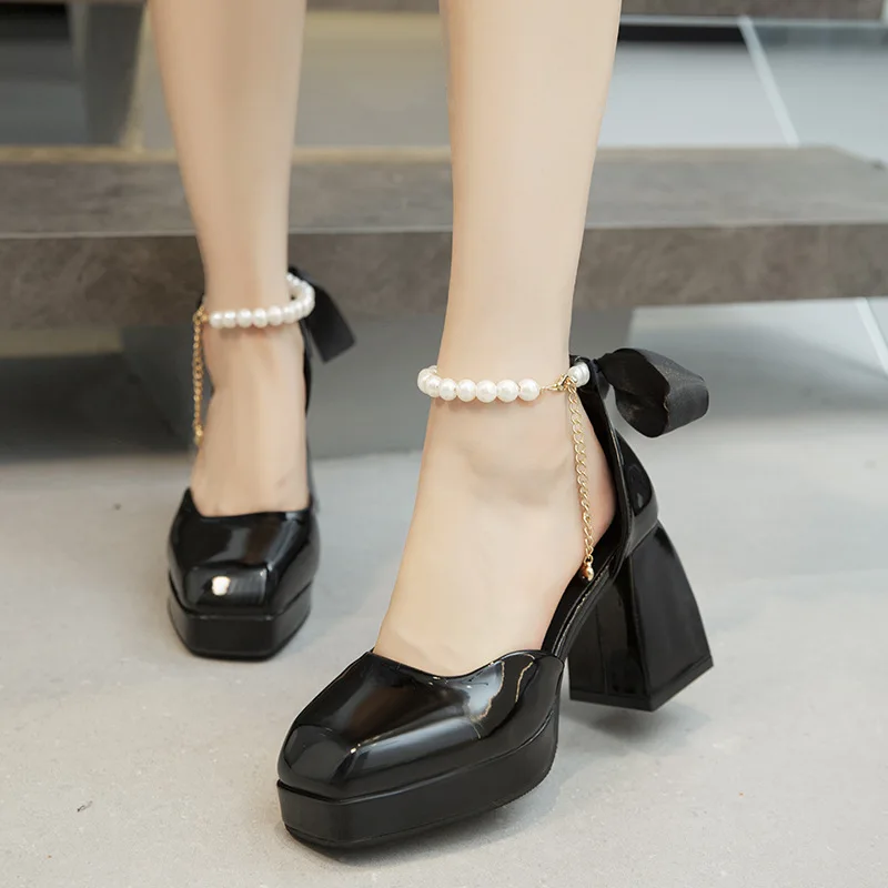 

New Fashion Pumps Women Platform Shoes High Heels Sandals Luxury Brand Spring Summer PU Leather Party Dress Ladies Mujer Chunky