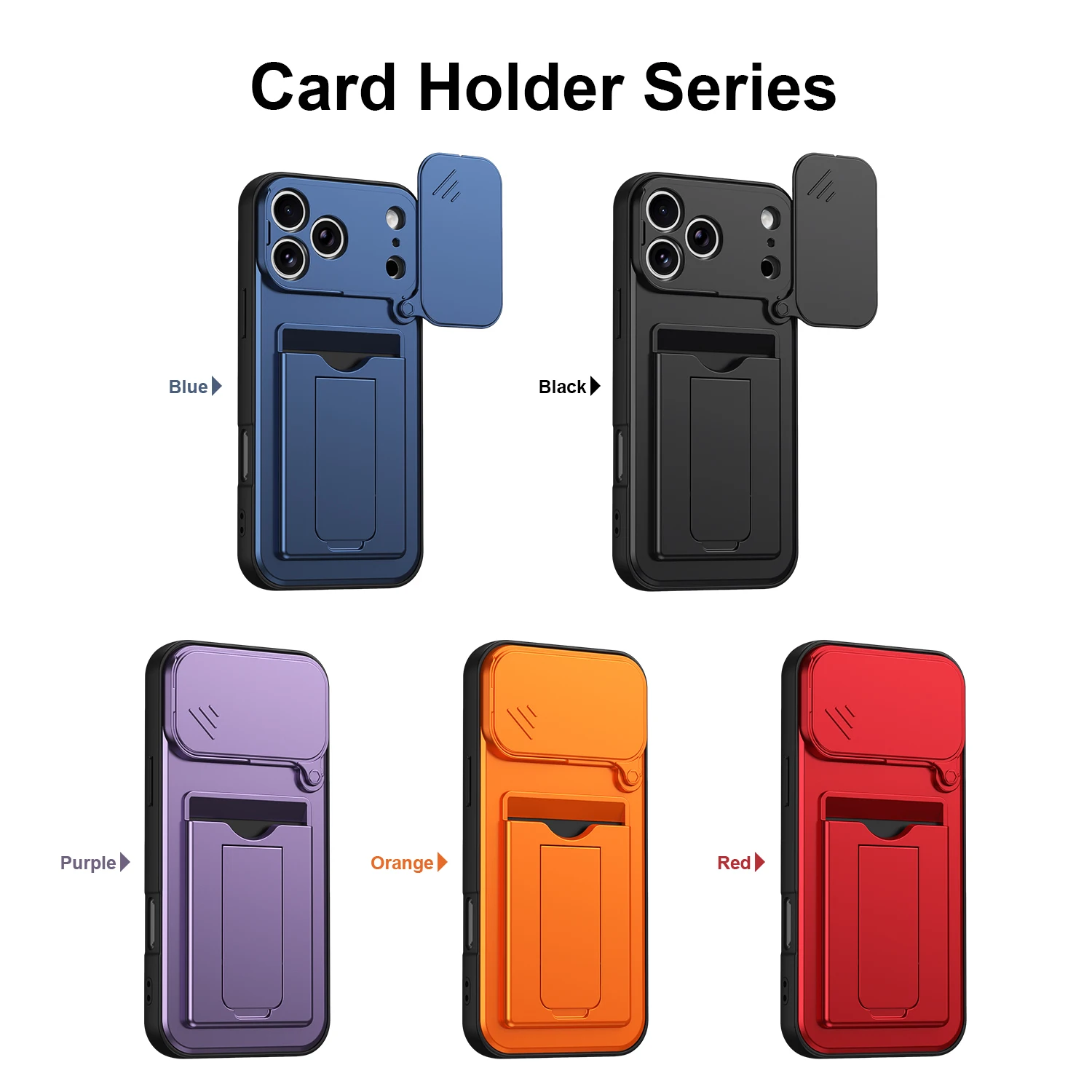 Enhanced Shockproof Card Holder Wallet Phone Case with Lens Protection
