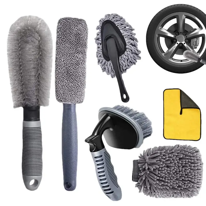 

Car Detailing Brush Set 6PCS Car Cleaning Tools Kit Auto Detailing Kit Car Care Kit for Cars SUVs House Kitchen Window Car Brush