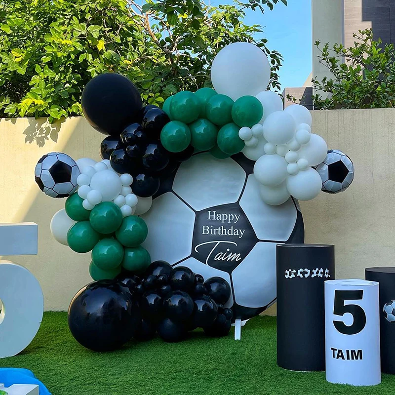 110pcs Football Balloon Garland Kit Green Black White Balloon Boy Theme ...