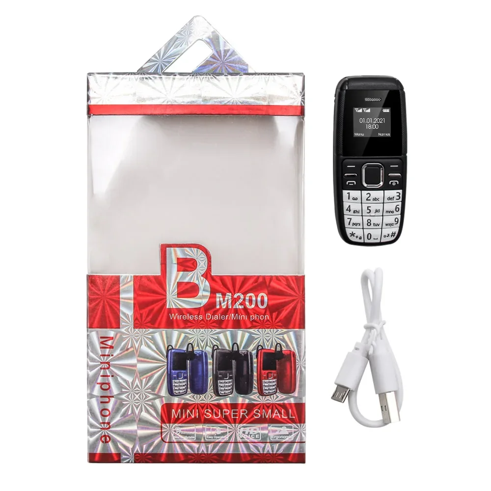 3/10Pcs UNIWA BM200 Mini 2G Phone 0.66Inch MT6261D 350mAh Cellphones With Button Keypad Dual SIM Dual Standby Small Mobile Phone