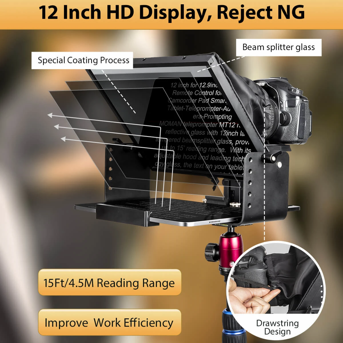 Moman MT-12 Teleprompter for Camera description image