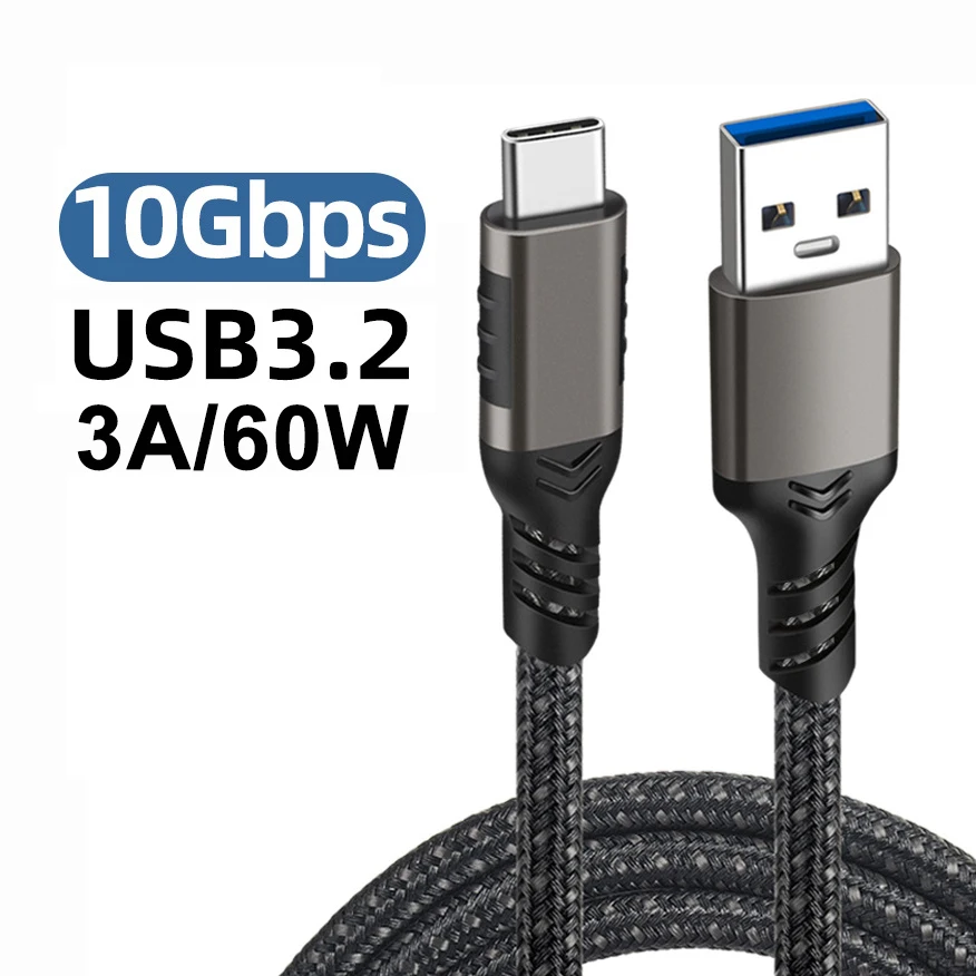 USB3.2 Gen2 케이블 C-하드 디스크용 최대 전송 속도 데이터 케이블 10Gbps USB 3 2-유형 C 케이블 3A60W 고속 충전